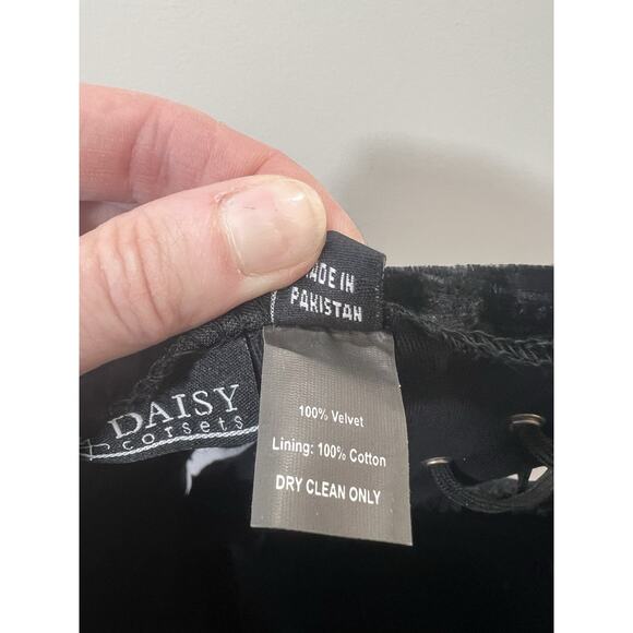 Daisy Corsets Women’s Velvet Corset Sz M Black Zipper Lace Up Whimsigoth Witchy - Picture 4 of 7